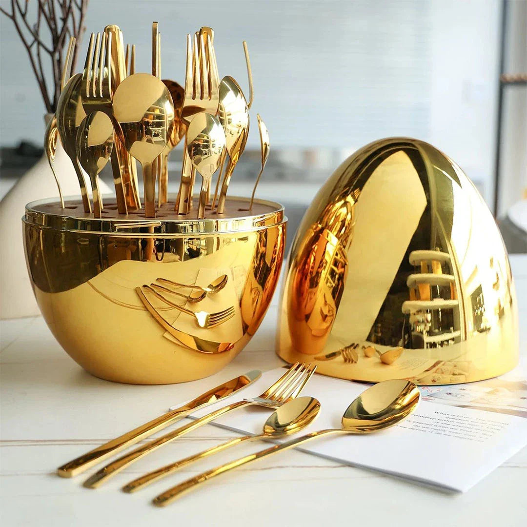 Couverts de luxe en forme d'œuf 24 pièces
