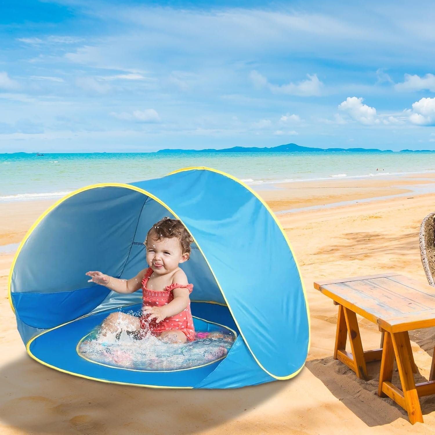 Tente de plage avec piscine pour bébé